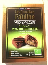 18 Carrés de chocolat Noir 70% fourrés au praliné -80g